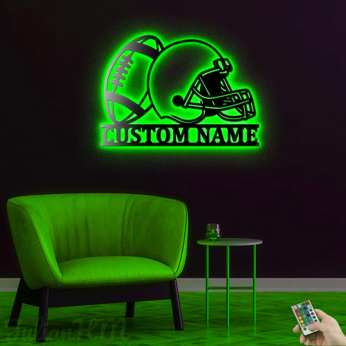 Julian-HM Football Helmet Metal Wall Art With LED Lights