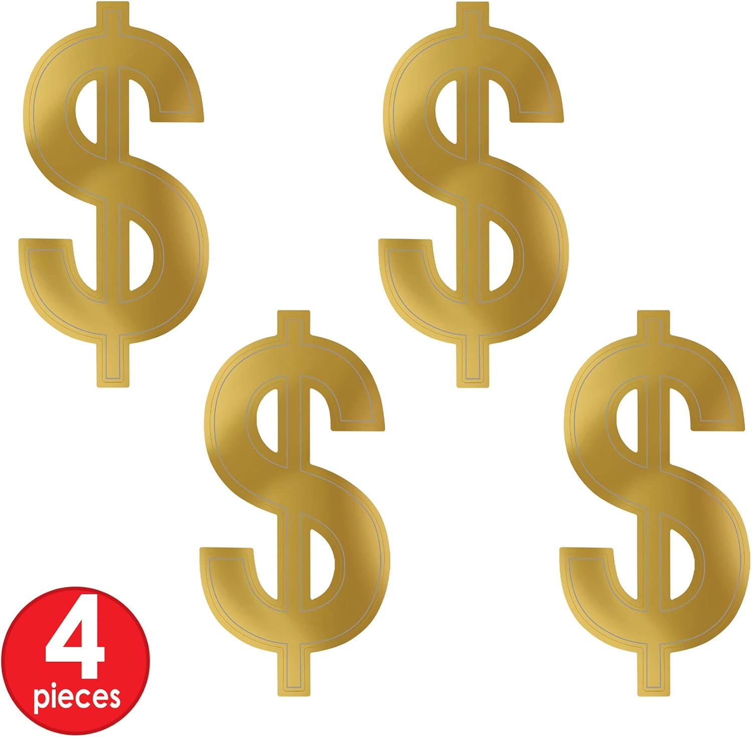 Beistle Foil Dollar Sign Silhouettes Pack of 4