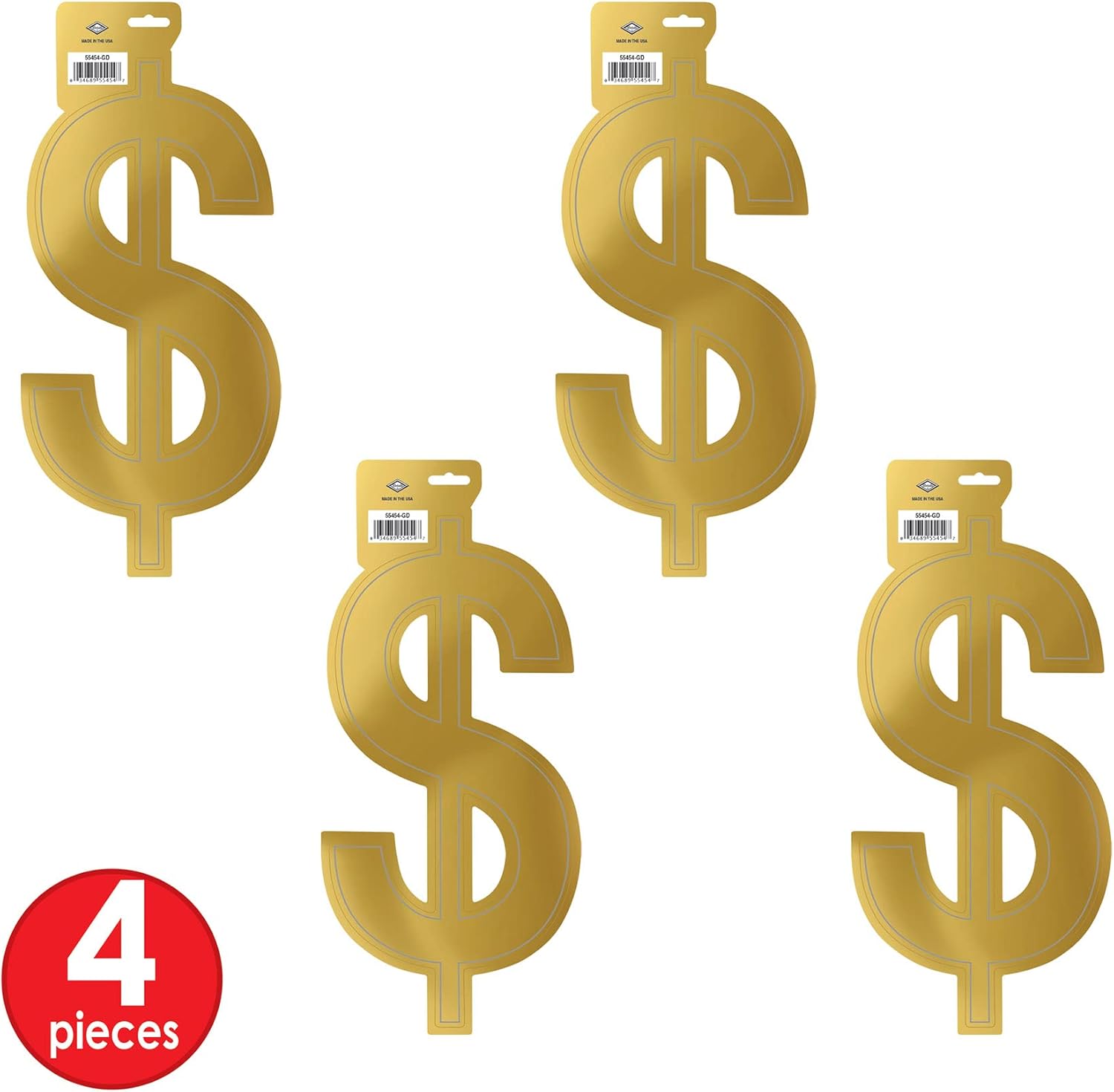 Beistle Foil Dollar Sign Silhouettes Pack of 4
