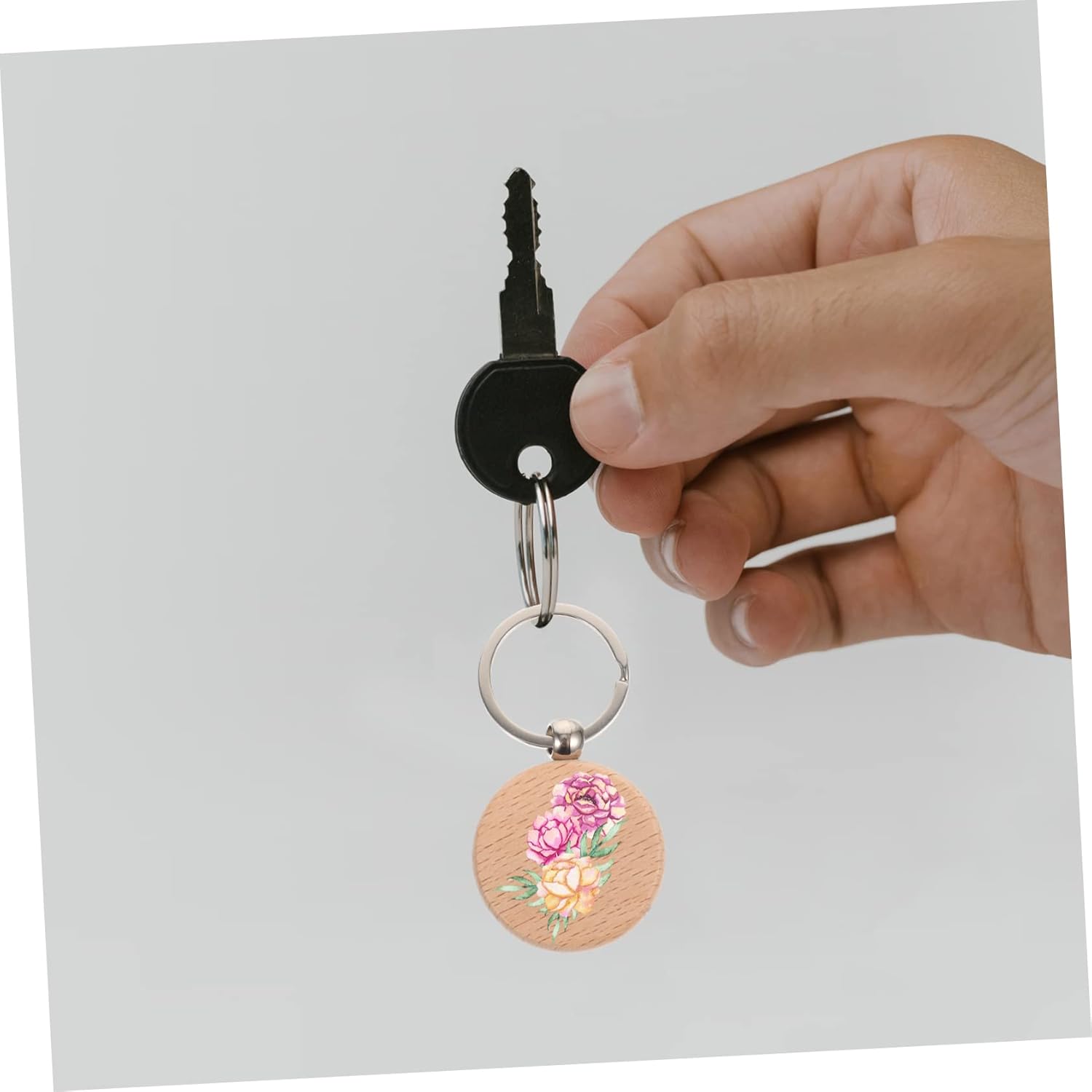 Housoutil 30pcs DIY Wood Keychain Blanks for Personalization Projects