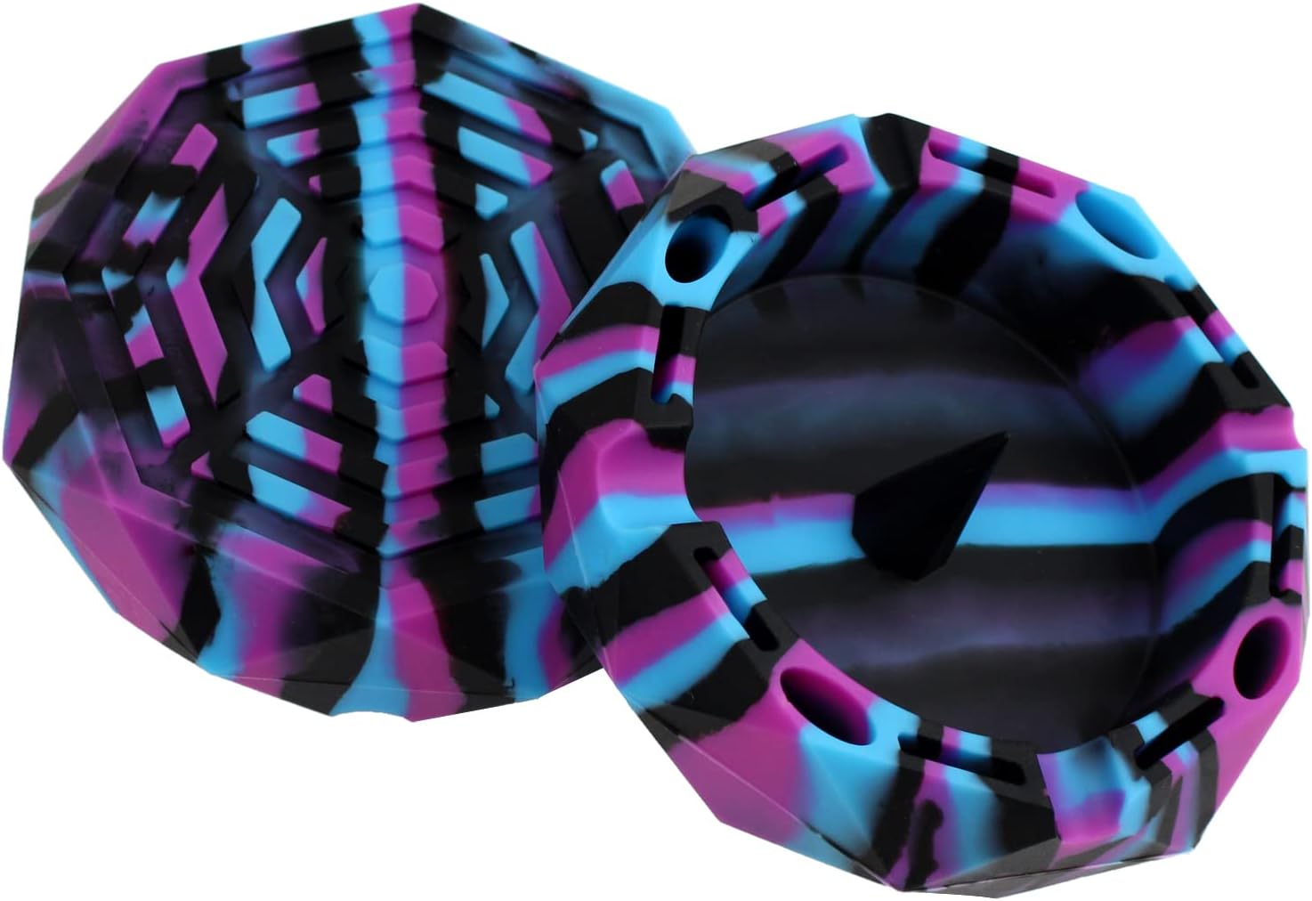 1 Silicone Geometric Ashtray - Black Blue Purple