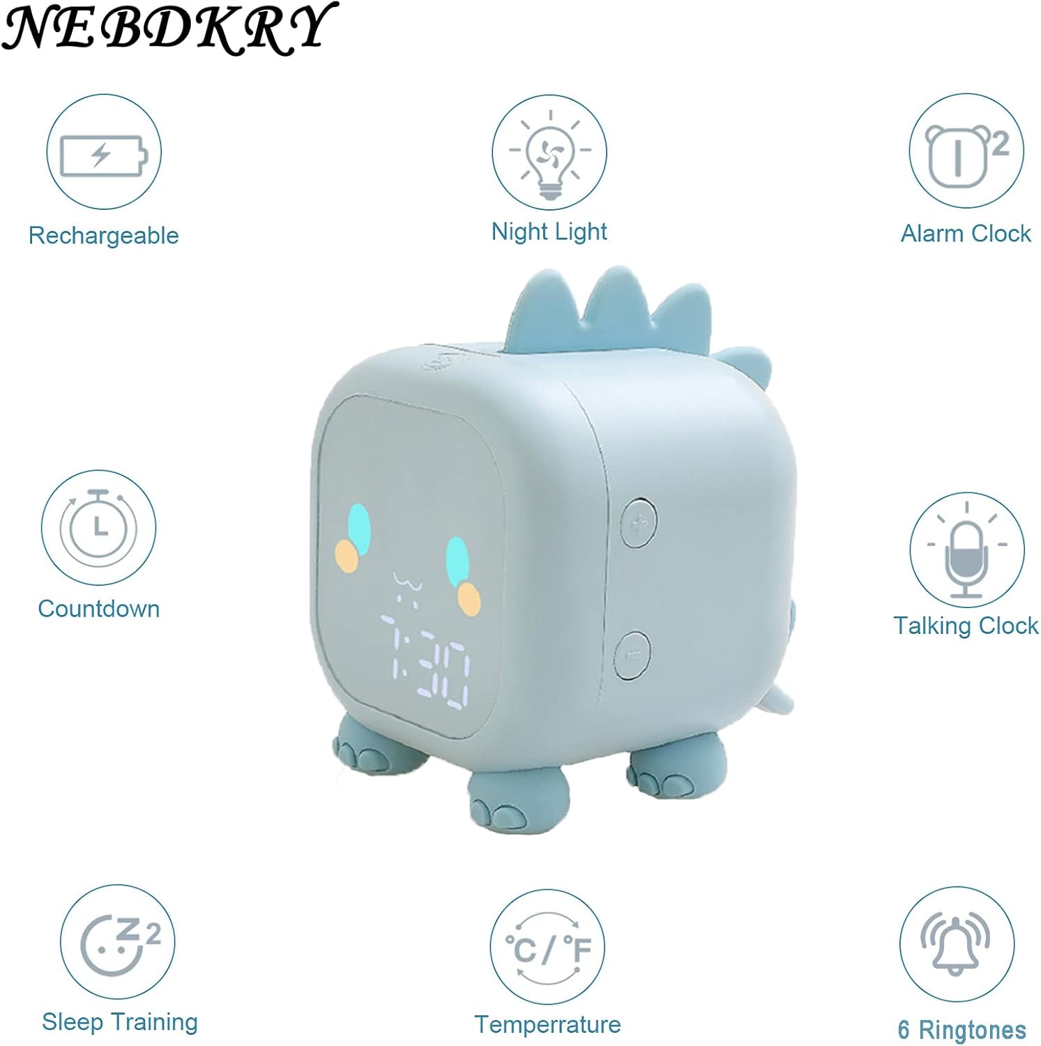 Kids Dinosaur Alarm Clock with Night Light