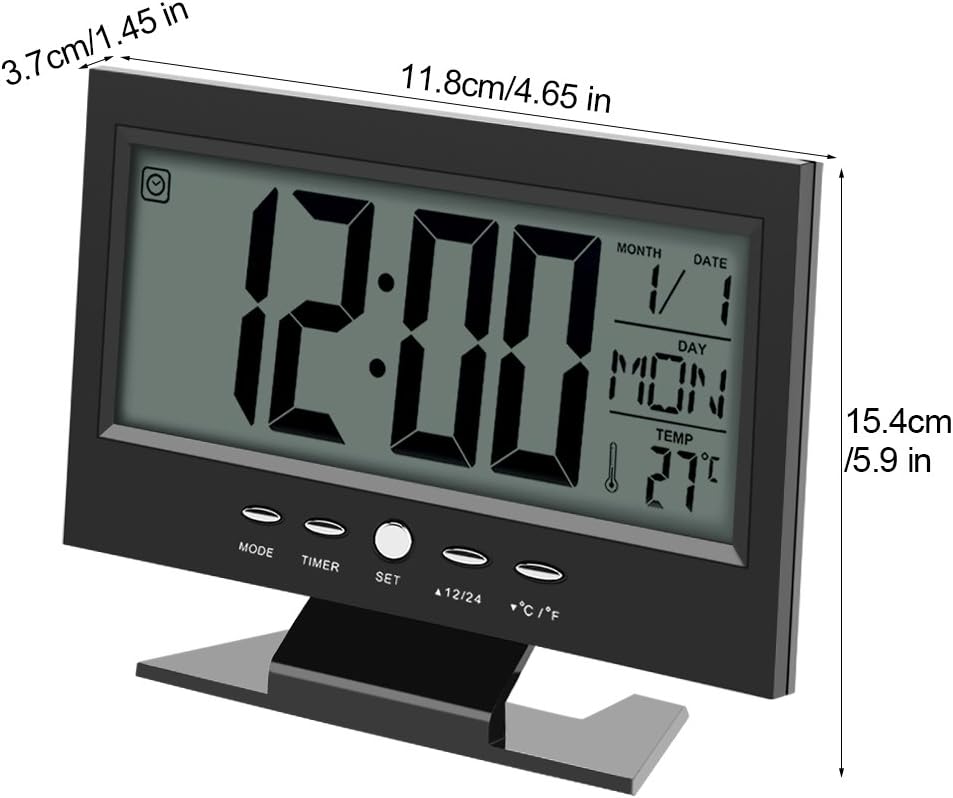 Sanpyl Electric Alarm Clock with LCD Display and Sound Sensor