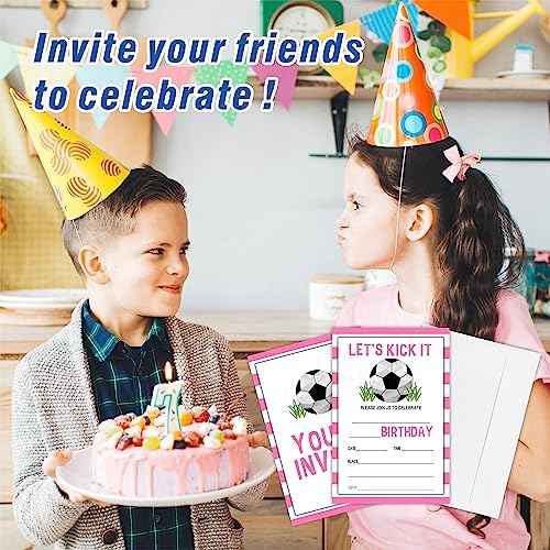 AWSICE Soccer Birthday Invitations Double-Sided Fill-In Cards