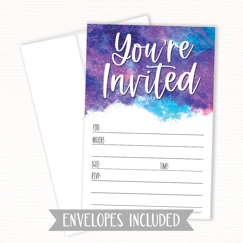 Galaxy Birthday Invitations With Envelopes 20 Count Outer Space Theme