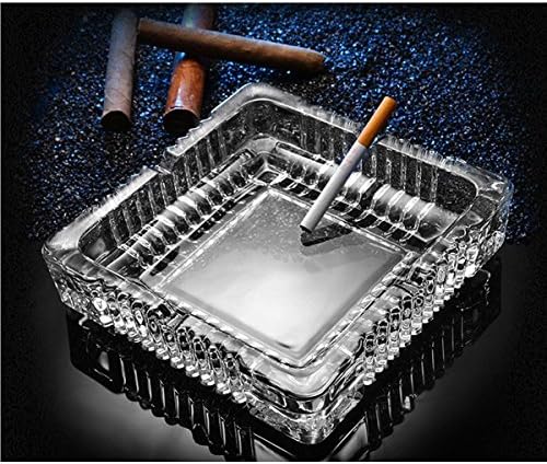 KUCEMO 7x7 Inch Square Glass Ashtray