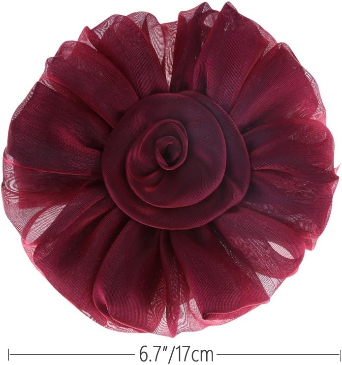 2 Pcs Burgundy Lace Flower Curtain Tieback Buckle Decor