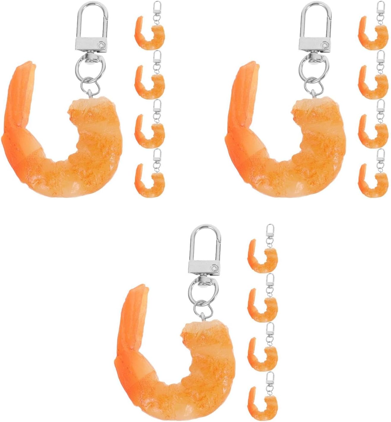LOGOFUN 15PCS Shrimp Keychains for Bags and Keys