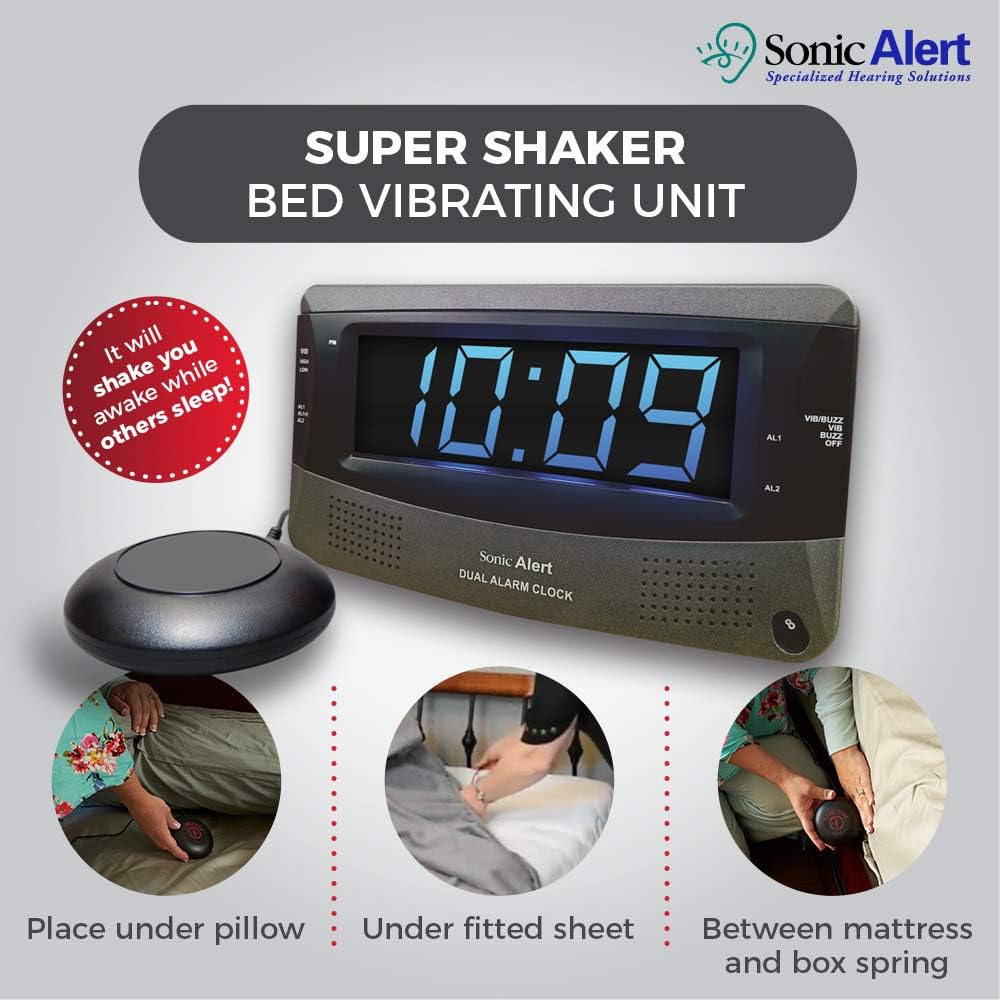 Sonic Alert Dual Extra Loud Alarm Clock with Bed Shaker