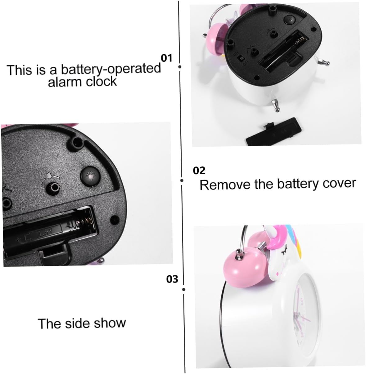 Cute Unicorn Alarm Clock with Night Light for Home
