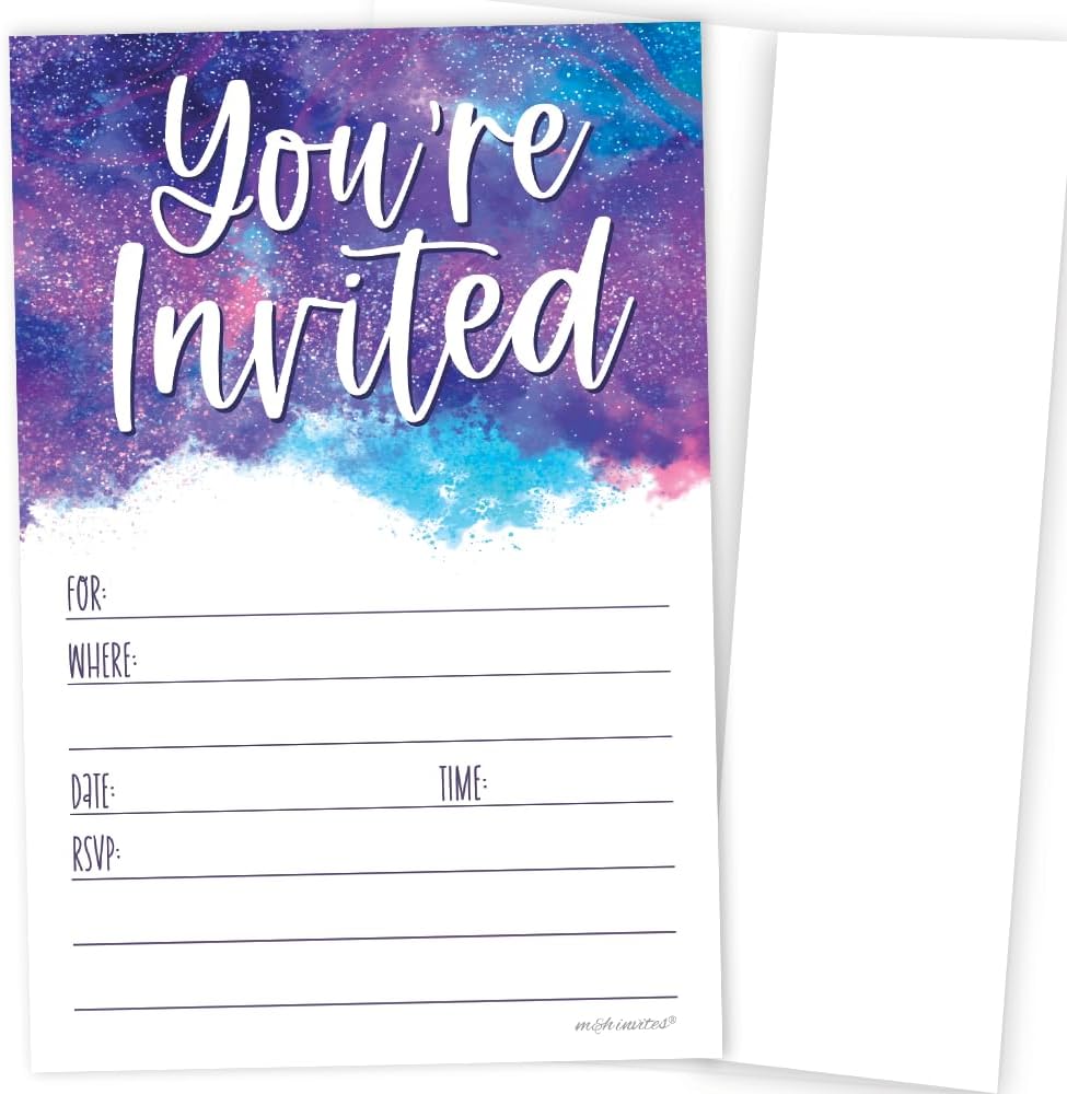 Galaxy Birthday Invitations With Envelopes 20 Count Outer Space Theme