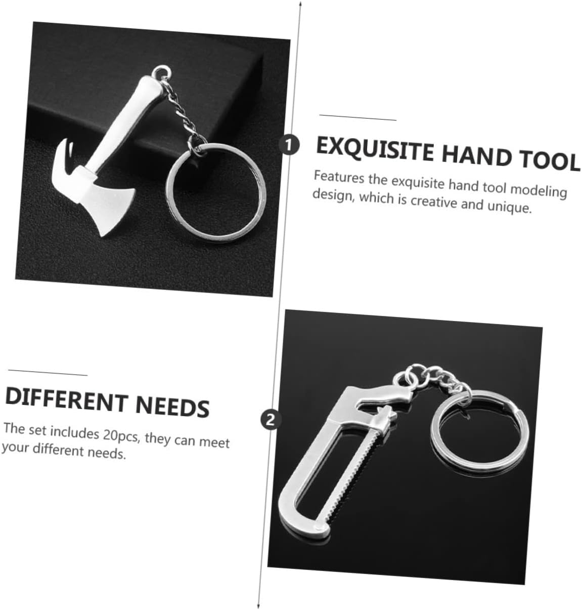 20Pcs Creative Tool Keychain DIY Decor Set