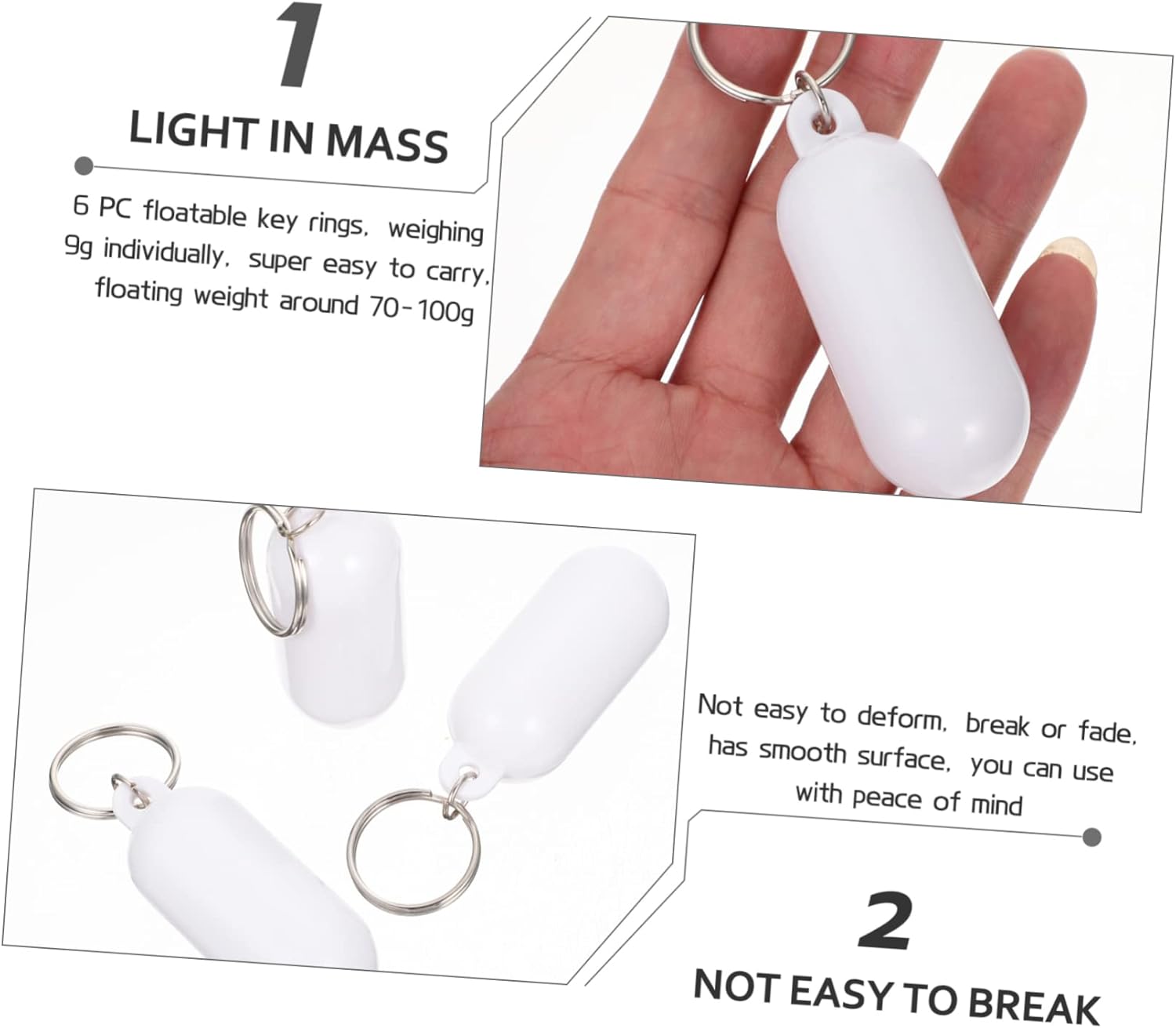 12 Pcs Floating Key Ring Keychain Set for Water Sports
