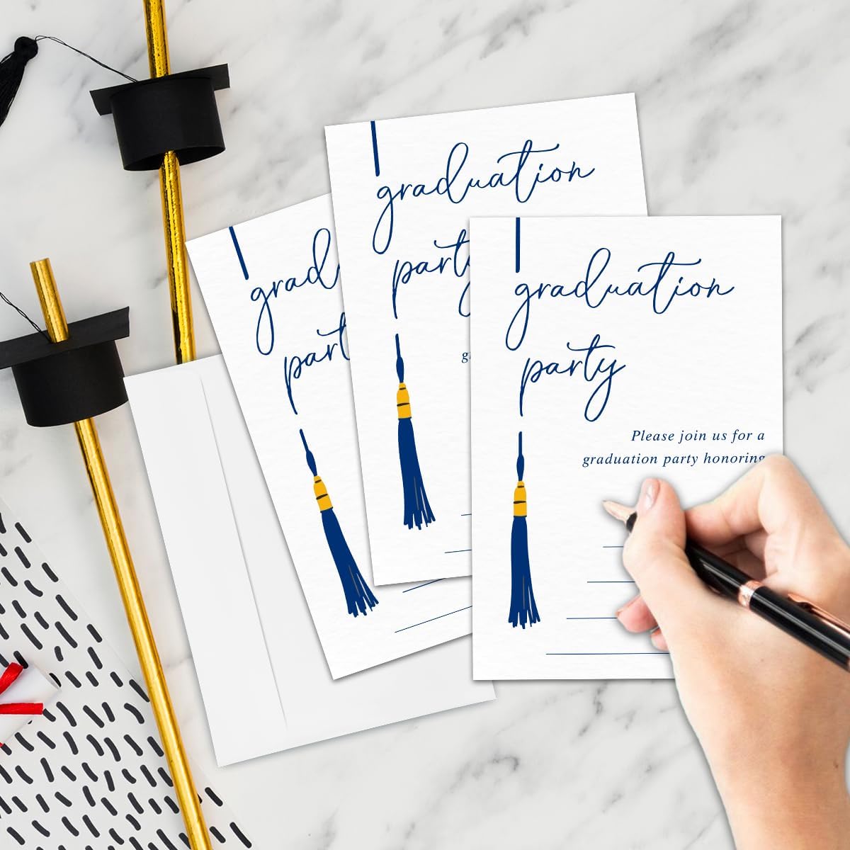 Blue Graduation Invitation Cards With 20 Envelopes