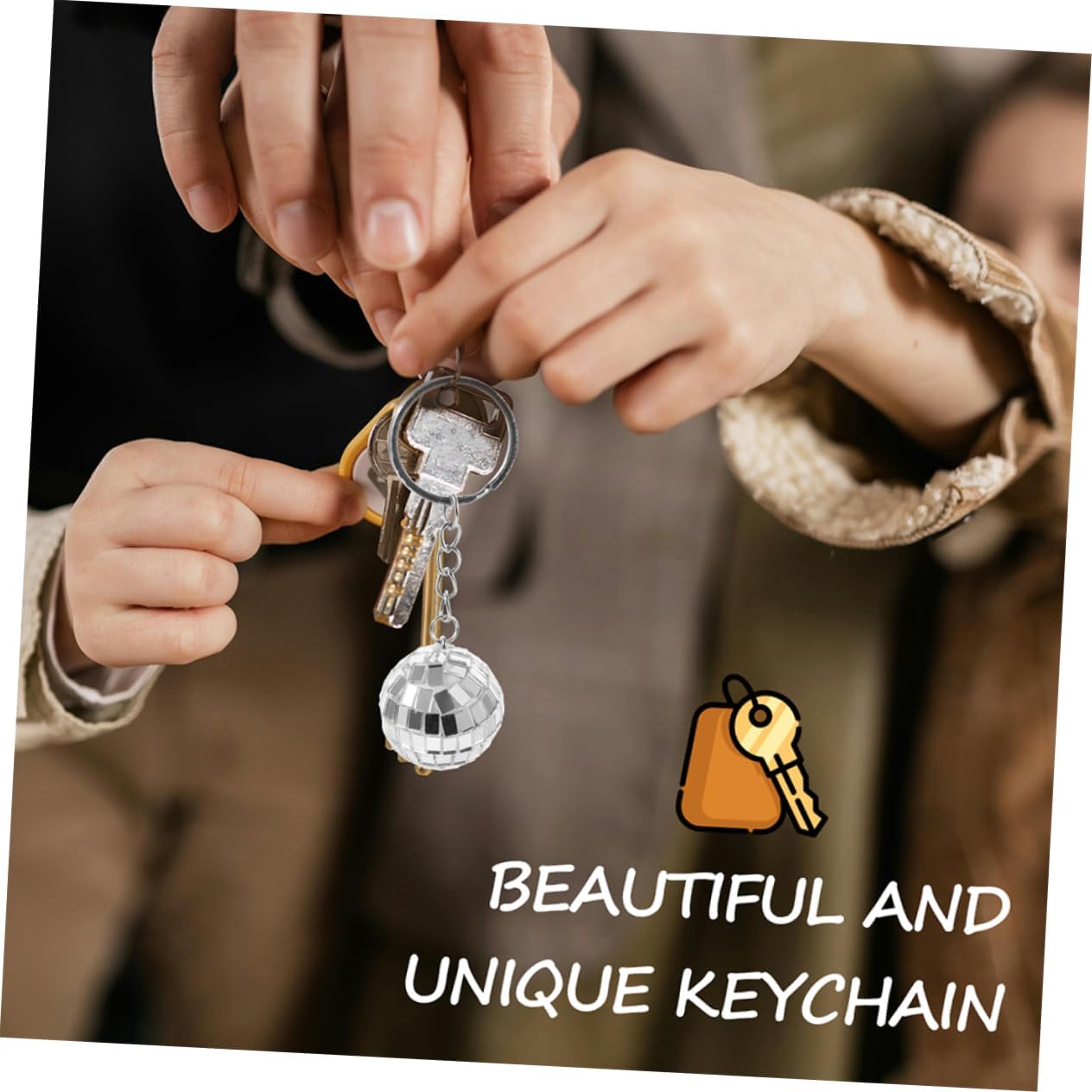 Wakauto 6pcs Mirror Disco Ball Keychains