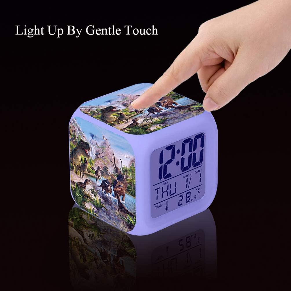 LED Alarm Clock Dinosaur Jurassic Design for Kids and Adults