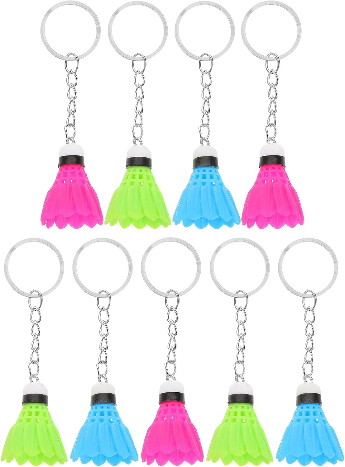 LOGOFUN 12PCS Mini Shuttlecock Keychain Sports Keyrings