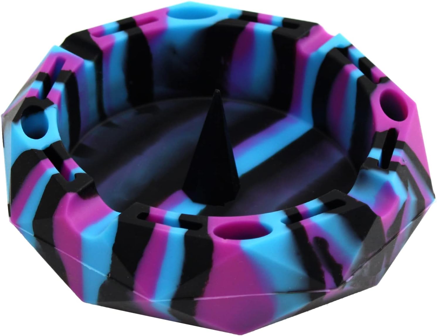1 Silicone Geometric Ashtray - Black Blue Purple