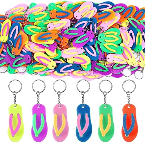 100 Pcs Fun Flip Flop Key Chains for Kids
