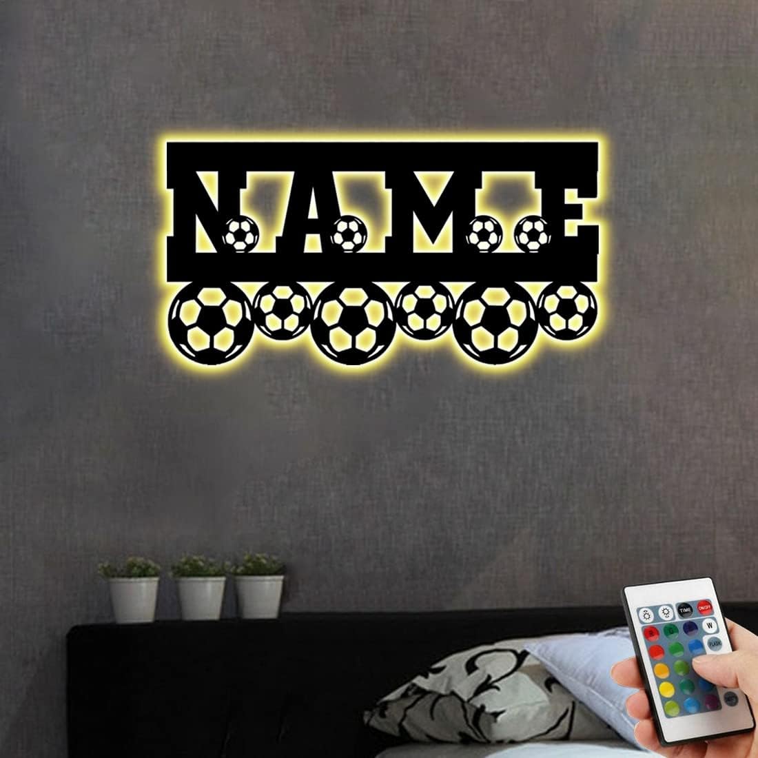 Personalized Football Wall Art with LED Light