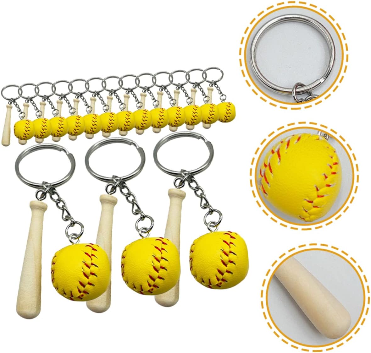POPETPOP 16pcs Baseball Keychain Set for Boys Girls and Players