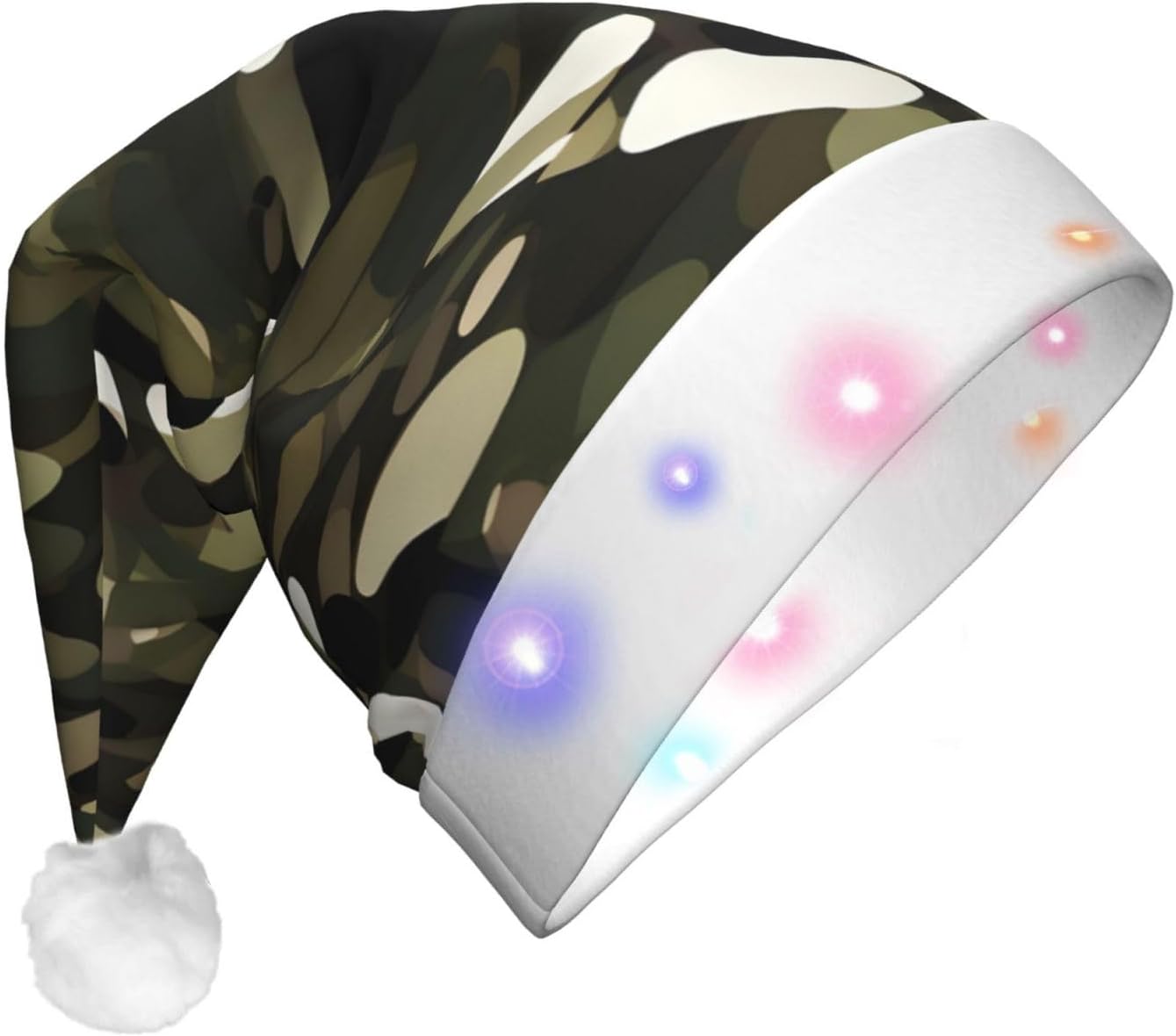 Abstract Camouflage Christmas Hat with LED Lights