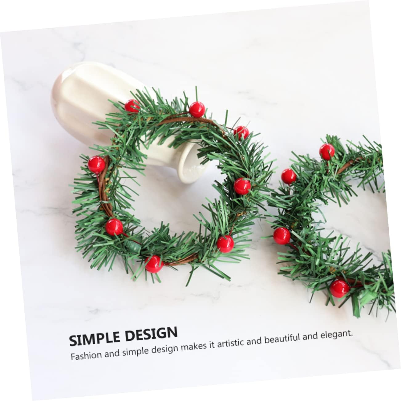 Christmas Candle Garland with Red Berries for Home Decor