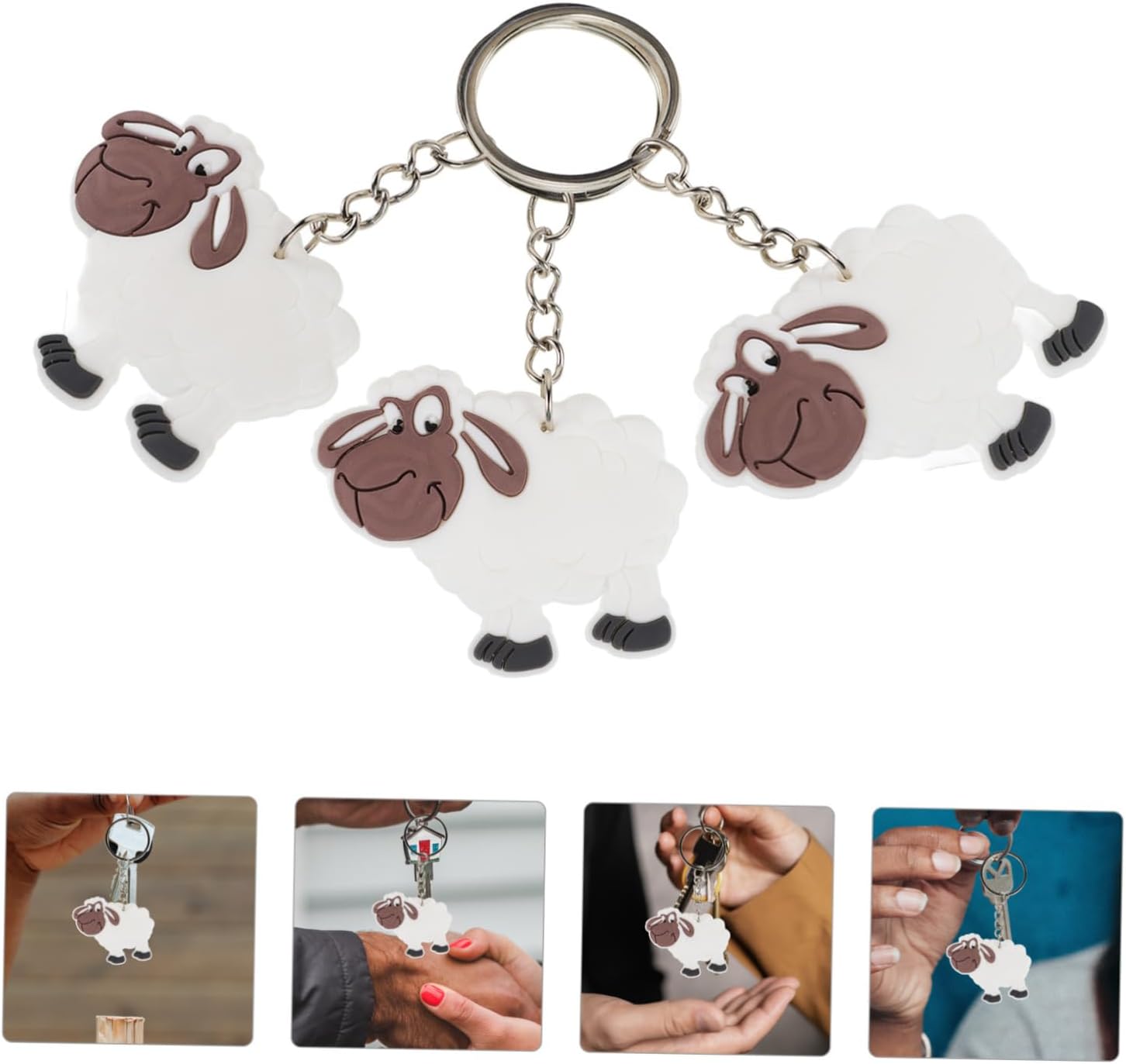 60 Pcs Cute Sheep Keychain Pendant Key Ring