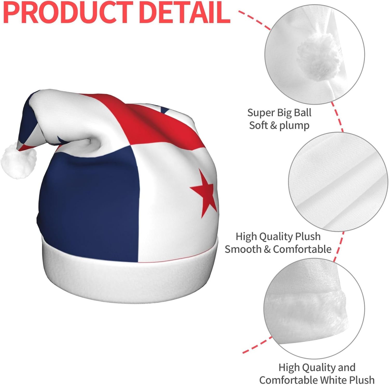 Panama Flag Christmas Hat with LED Lights