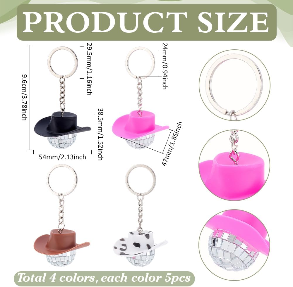 PH PandaHall 20pcs Western Cowboy Hat Keychains