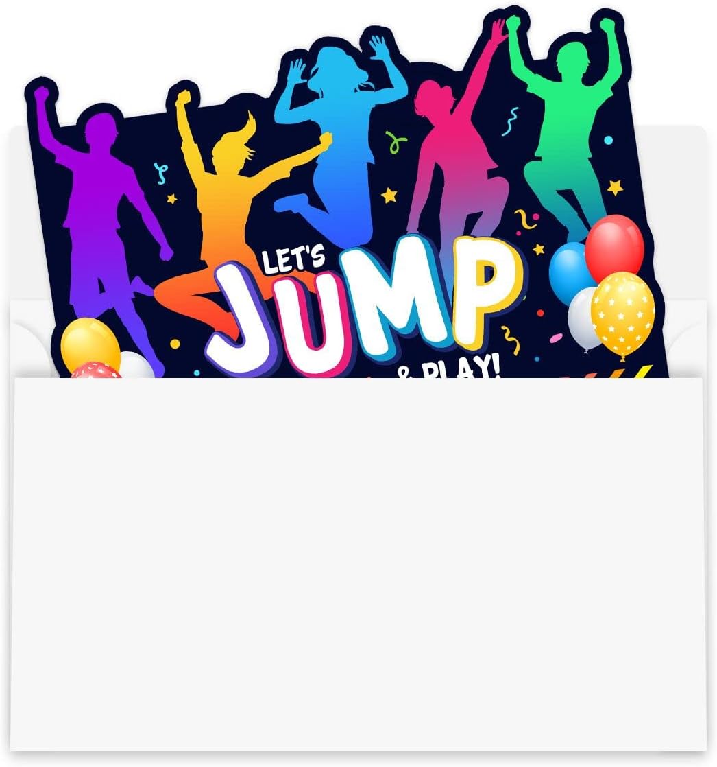 Simimi Art Bounce House Party Invitations - Trampoline Birthday Invite Set of 30