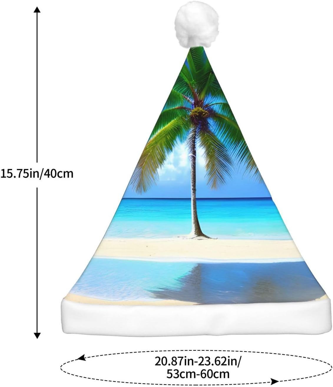 Palm Trees And Clear Sea Print Christmas Hat With LED Lights