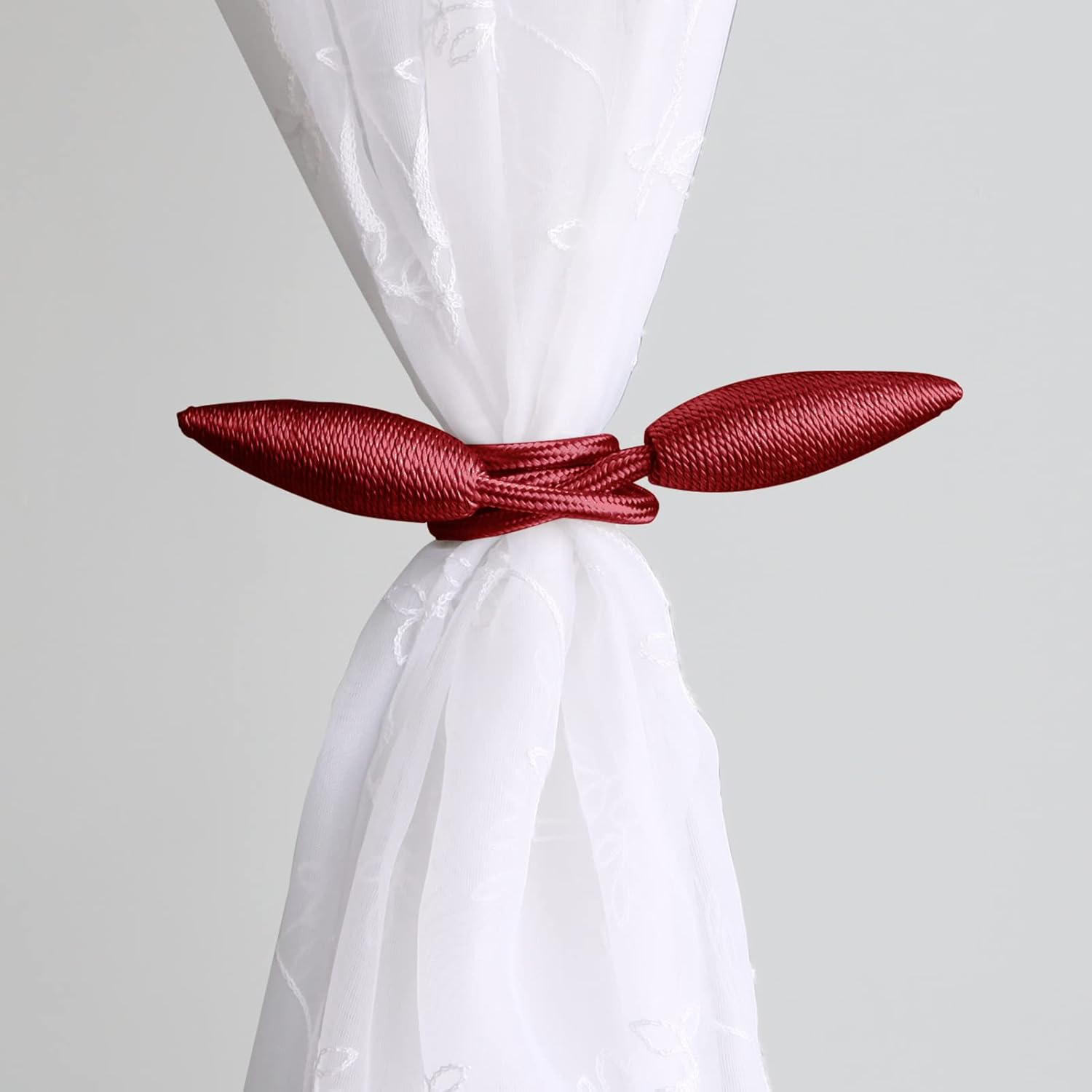 Valea Home 2 Piece Christmas Curtain Tiebacks Clips Burgundy