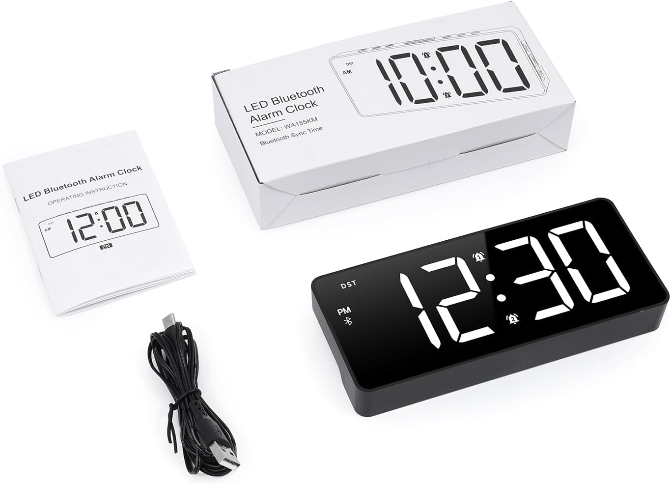 AMIR Alarm Clock for Bedroom with Bluetooth Sync and USB Charging