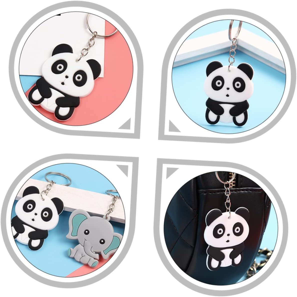 NUOBESTY 60pcs Cartoon Panda Keychain Set