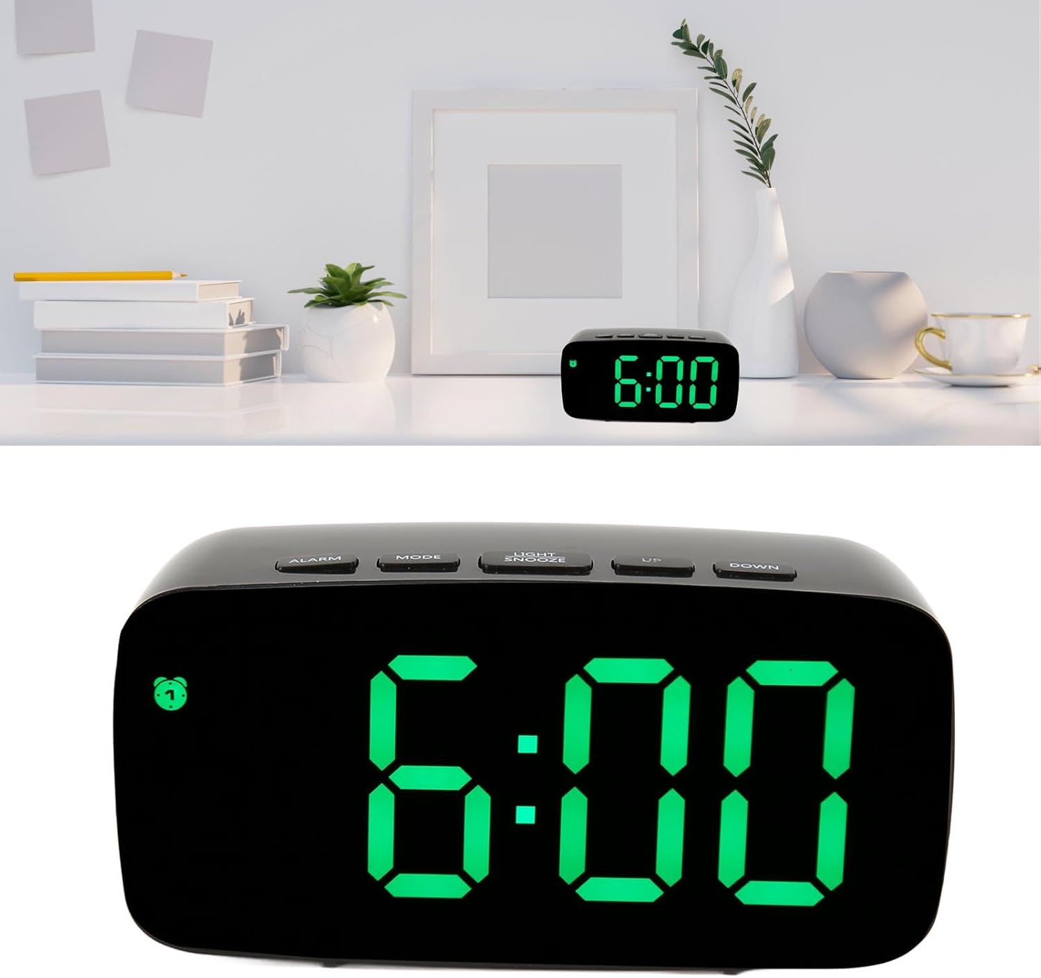 Pssopp LED Alarm Clock with Mirror and Voice Activation