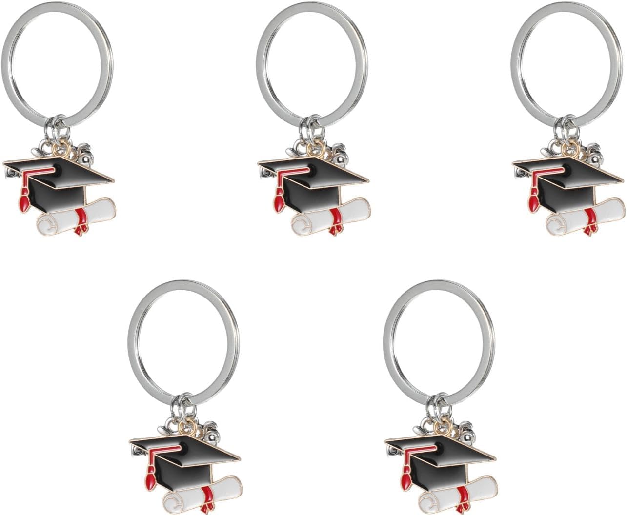 LUOZZY 10 Pcs Graduation Keychain Caps Keyring Pack