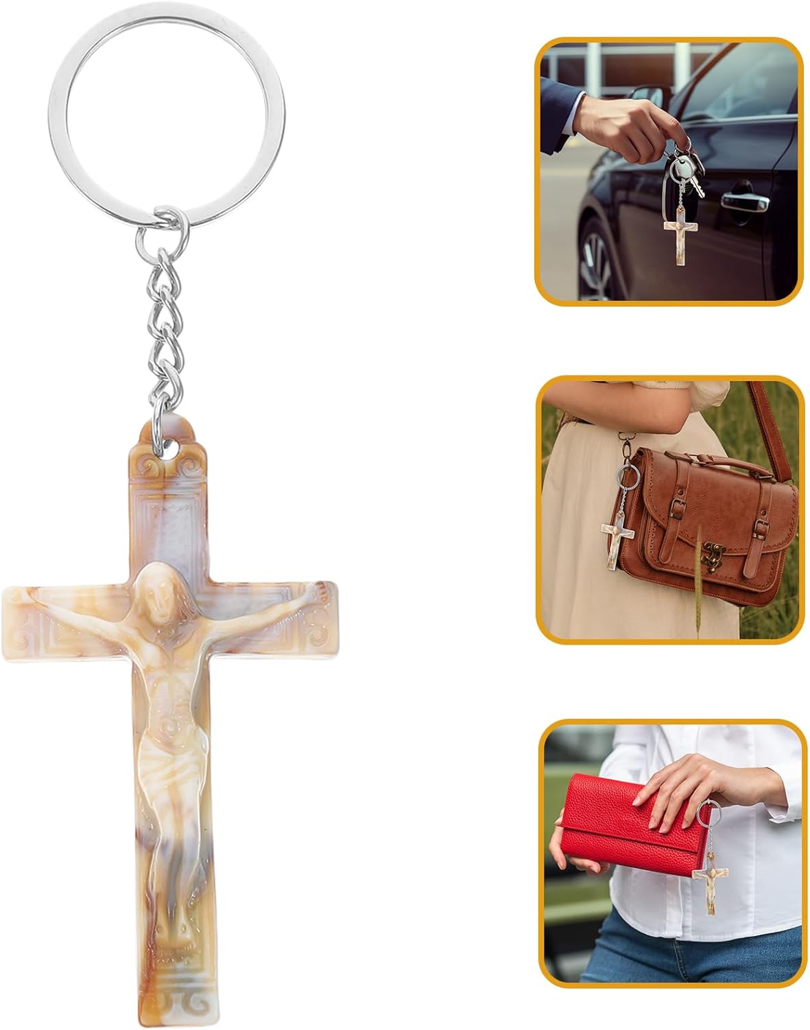 LUOZZY 12 Pcs Cross Keychains Retro Religious Christian Gifts