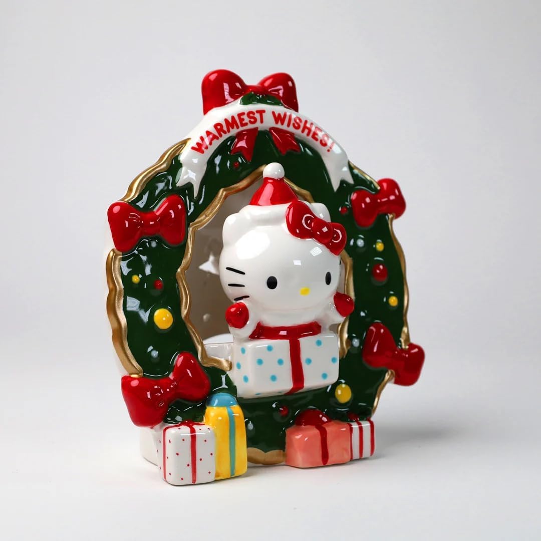 Blue Sky Clayworks Hello Kitty Christmas Wreath Tealight Holder