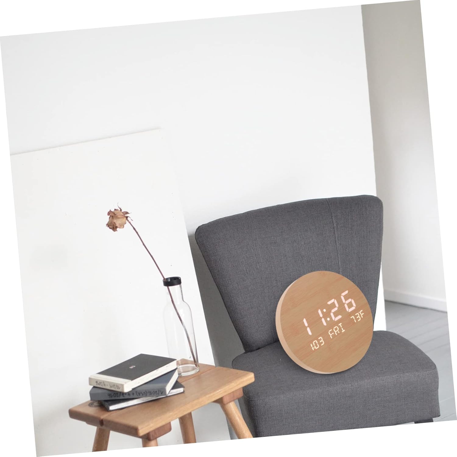 1pc Multifunctional LED Wooden Alarm Clock with Mirror
