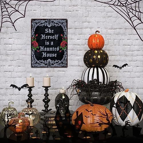 Halloween Witches House Rules Metal Tin Sign 12x16 Inches