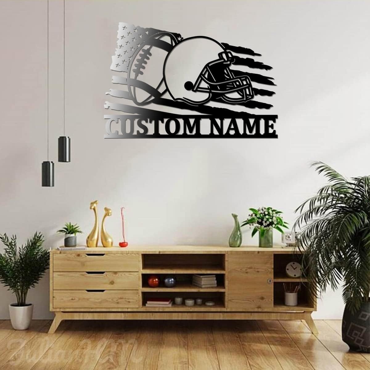Custom Football Helmet Metal Wall Art With LED Lights 1