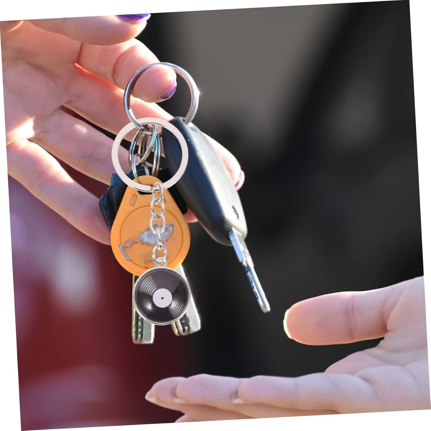 GALPADA 8 Pcs Record Keychain Key Decoration Set