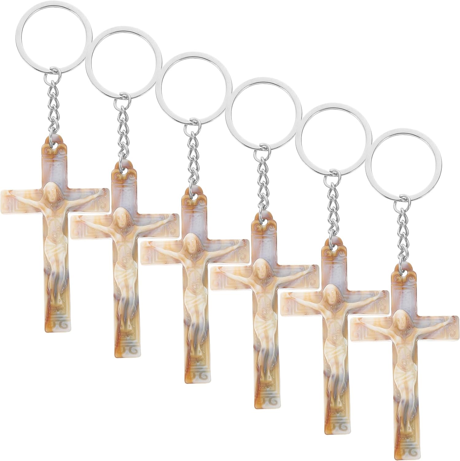 LUOZZY 12 Pcs Cross Keychains Retro Religious Christian Gifts