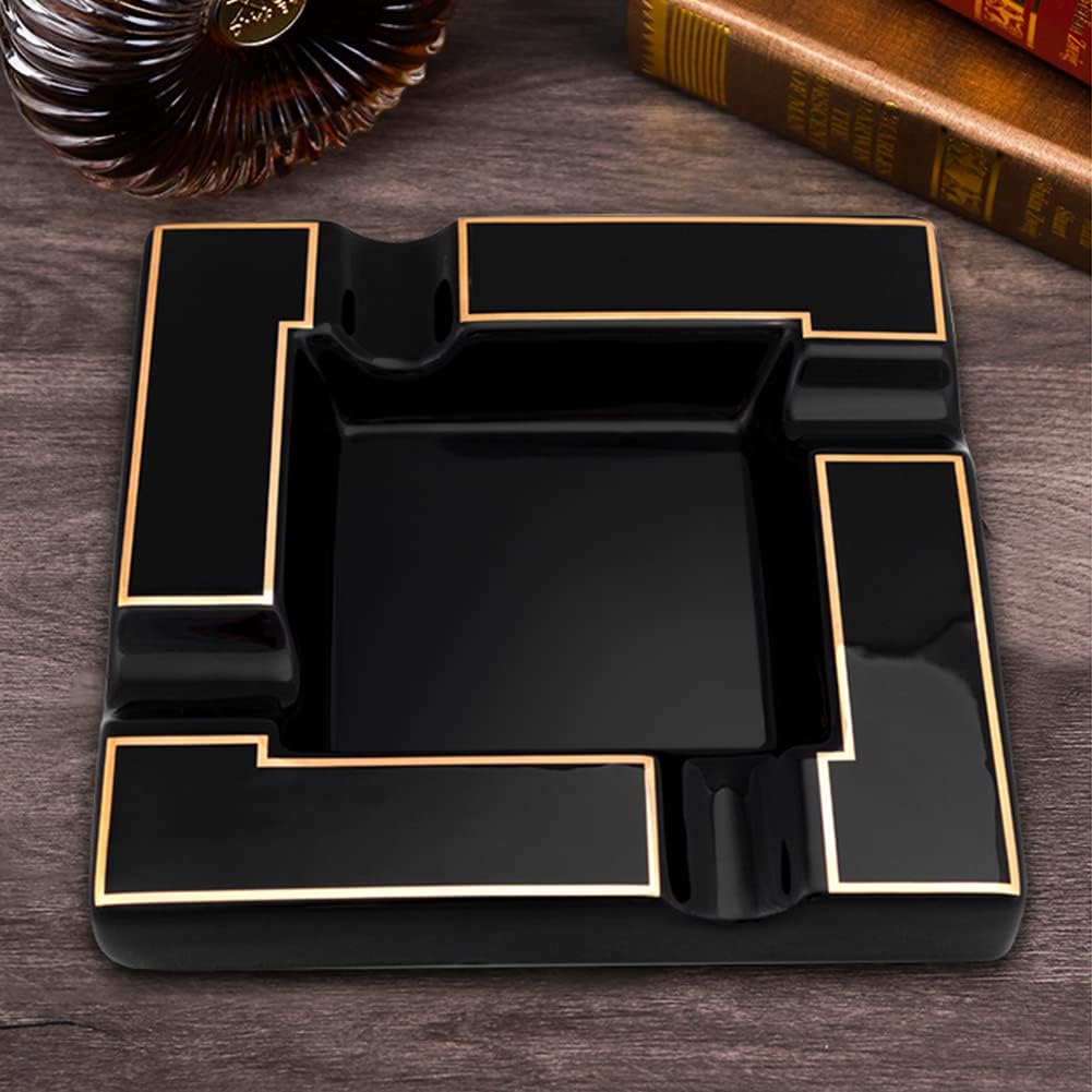 Seliau Large Ceramic Cigar Ashtray Black