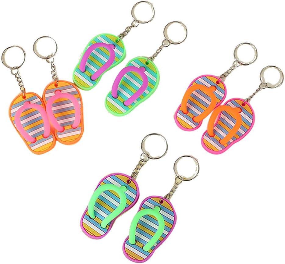 Flip Flop Keychains Summer Beach Party Favors 8pcs Set