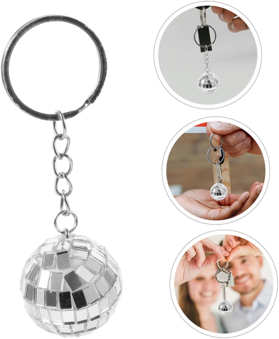Wakauto 6pcs Mirror Disco Ball Keychains