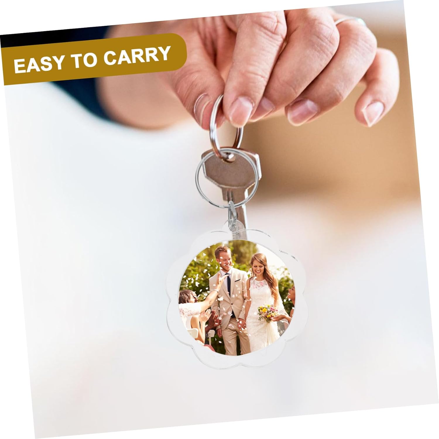 100pcs Flower Keychains Photo Frame Keyrings for Events