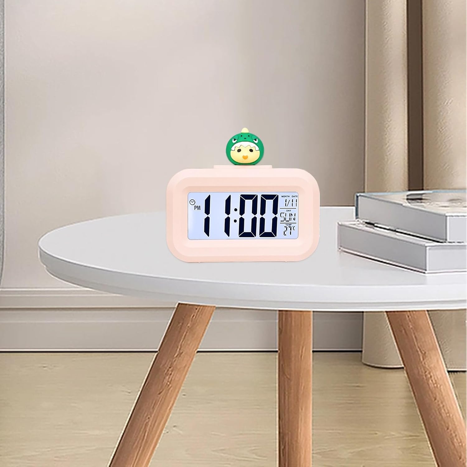 Pink Strawberry Design Alarm Clock with Backlight and Power Saving