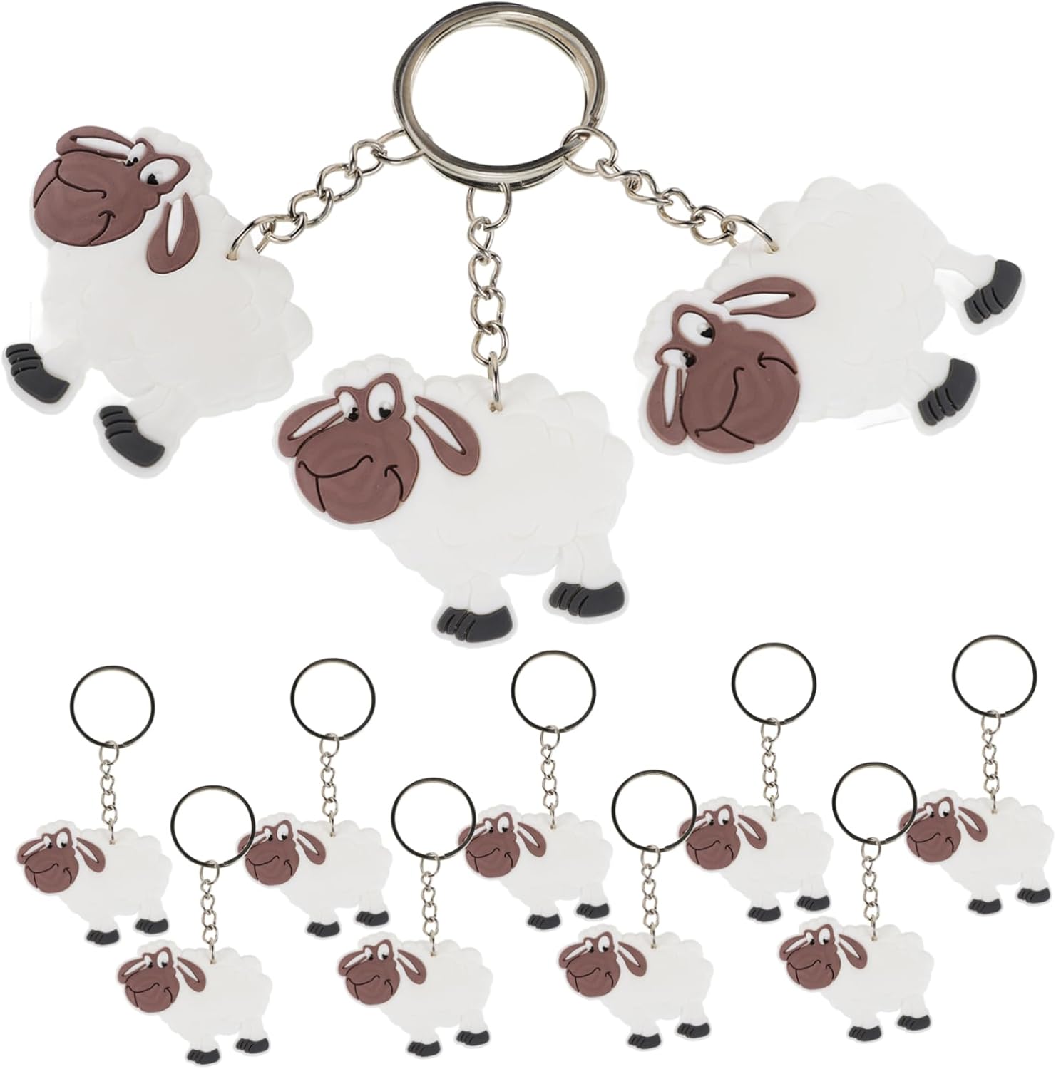 60 Pcs Cute Sheep Keychain Pendant Key Ring